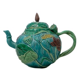 Antique Chinese Lotus Form Porcelain Teapot
