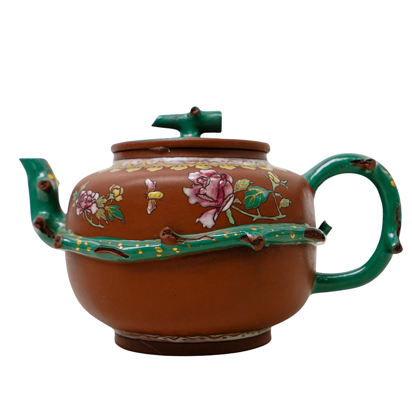 Chinese Qing Famille Rose Yixing Teapot (1 of 8)