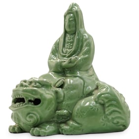 Japanese Celadon Porcelain Guanyin Figure