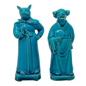 Pair Of Antique Chinese Porcelain Zodiac Figures