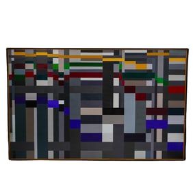 Geometric Optic Art Oil on Board Painting