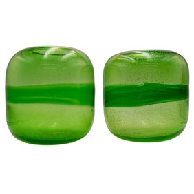 Pair Of Murano Glass Aventurina Vases