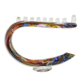 David Goldhagen (American) Hand Blown Art Glass Menorah