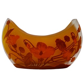 French Art Nouveau Signed Cameo Glass Barchetta Vase