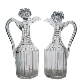 Pair of Antique Cut Glass Claret Jugs