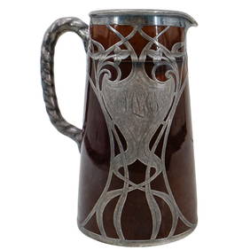 Art Nouveau Silver Overlay Pitcher (1 of 8)