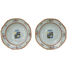 Pair Of Chinese Export Porcelain Armorial Plates