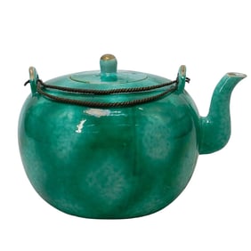 Antique Chinese Green Glazed Porcelain Teapot