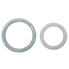 Pair Of Antique Chinese Carved Jadeite Bangles