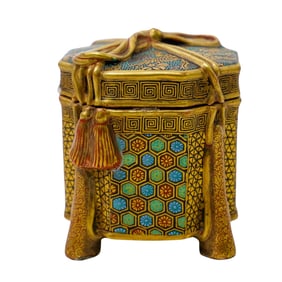 Signed Japanese Meiji Satsuma Porcelain Box