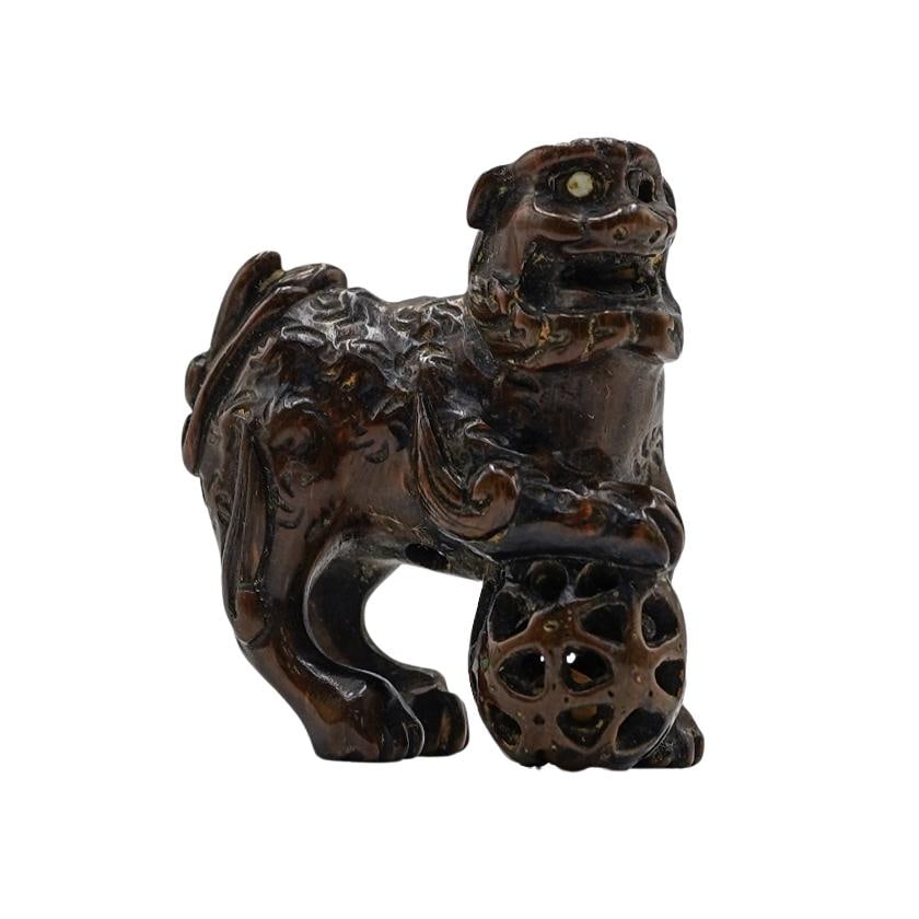 Japanese Edo Carved Wooden Foo Dog Netsuke (1 of 8)
