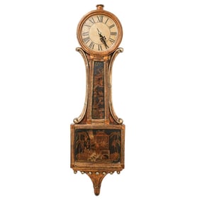 Vintage Chinoiserie Wood Composite Wall Clock