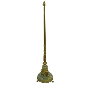 Antique Vintage Italian Gilt Bronze & Green Onyx Floor Lamp