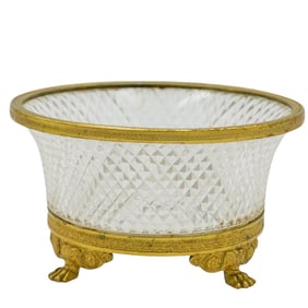 Antique Austrian Bronze and Crystal Cut Dish