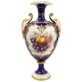 Royal Worcester Hand Painted Porcelain Urns
