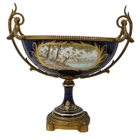 Sevres Style Bronze and Porcelain Centerpiece Bowl