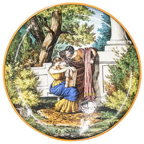 Signed Large Italian Majolica Porcelain Wall Charger (1 of 5)