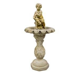 Cast Stone Putti Cherub Bird Bath