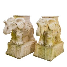 Pair Of Figurative Garden Elephant Planters