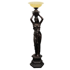 Large Neoclassical Caryatid Resin Floor Lamp