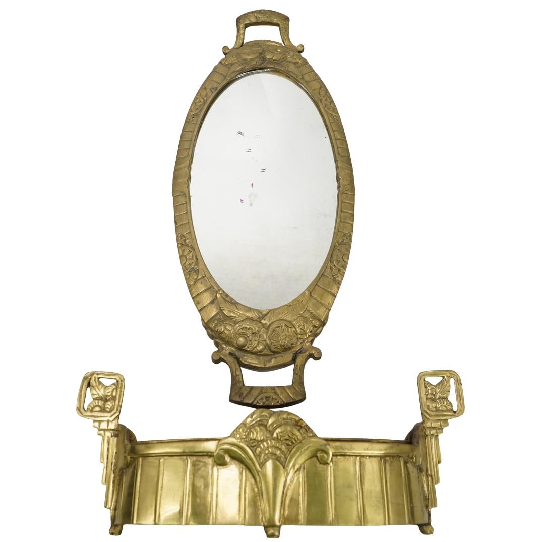 Art Nouveau Brass Centerpiece & Plateau Mirror Set (1 of 10)