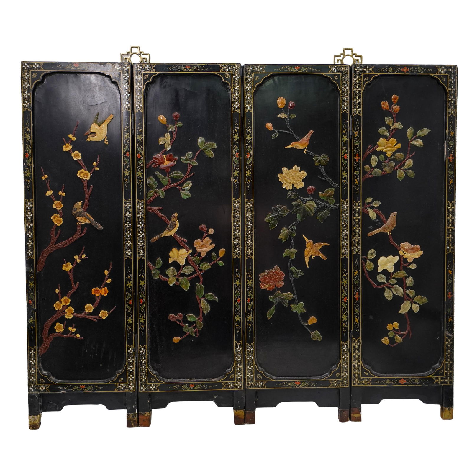 Chinese Semi Precious Stone Inlay Screen Plaque (1 of 7)