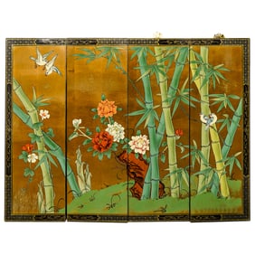 Chinese Black Lacquered Gilded Wall Panels