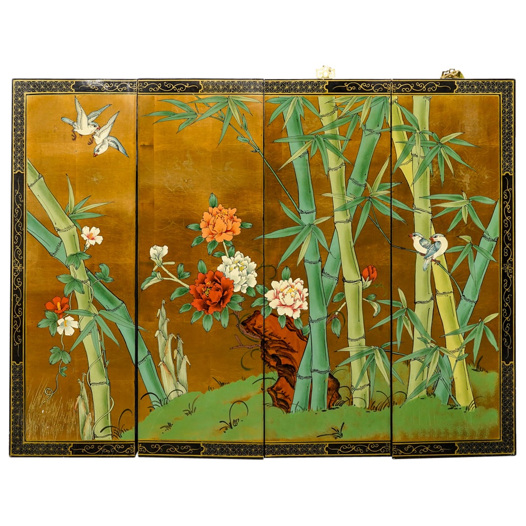 Chinese Black Lacquered Gilded Wall Panels (1 of 6)