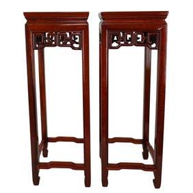 Chinese Carved Wood Pedestals