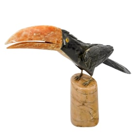 Carved Semi Precious Stone Toucan Sculpture