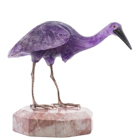 Russian Carved Amethyst Crane