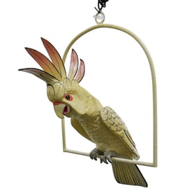 Signed Mexican Paper Mache Cockatiel Sculpture