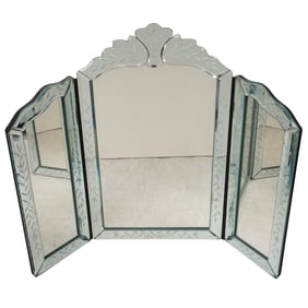 Venetian Style Three-Panel Hinged Vanity Mirror