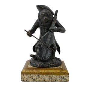 Theodore Alexander Style Bronze Monkey Musician Sculpture