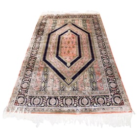 Antique Persian Pink Silk Rug