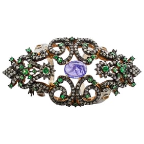 Vintage Sterling Silver Sapphire and Gemstone Ring