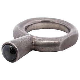 Brutalist Sterling Silver Black Star Sapphire Ring
