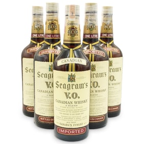 (6 Pc) Vintage Seagrams 1967, 1978, 1979, 1980 Whisky Bottles Grouping