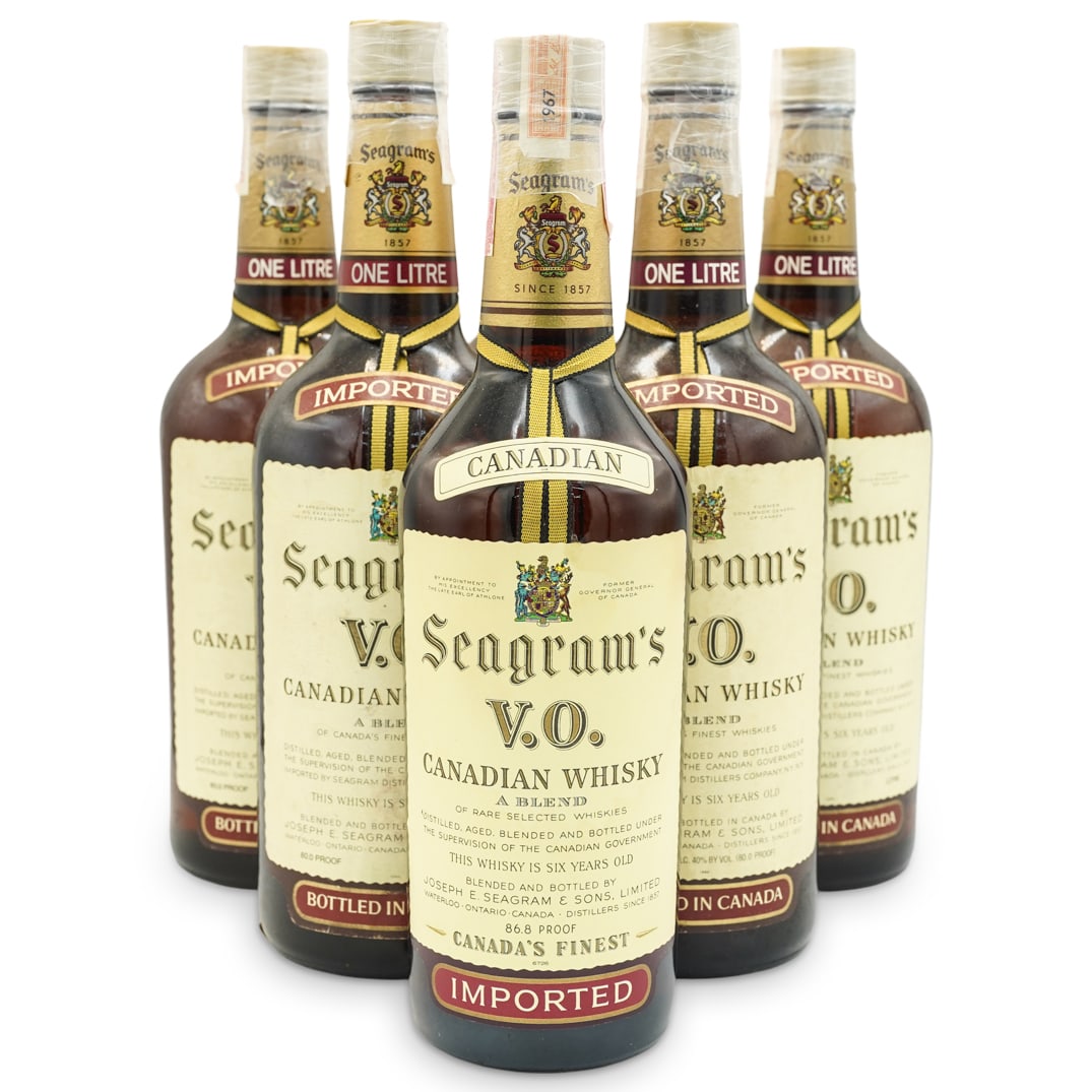 (6 Pc) Vintage Seagrams 1967, 1978, 1979, 1980 Whisky Bottles Grouping (1 of 5)