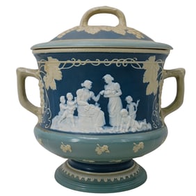 Large Mettlach Jasper Ware Punch Bowl