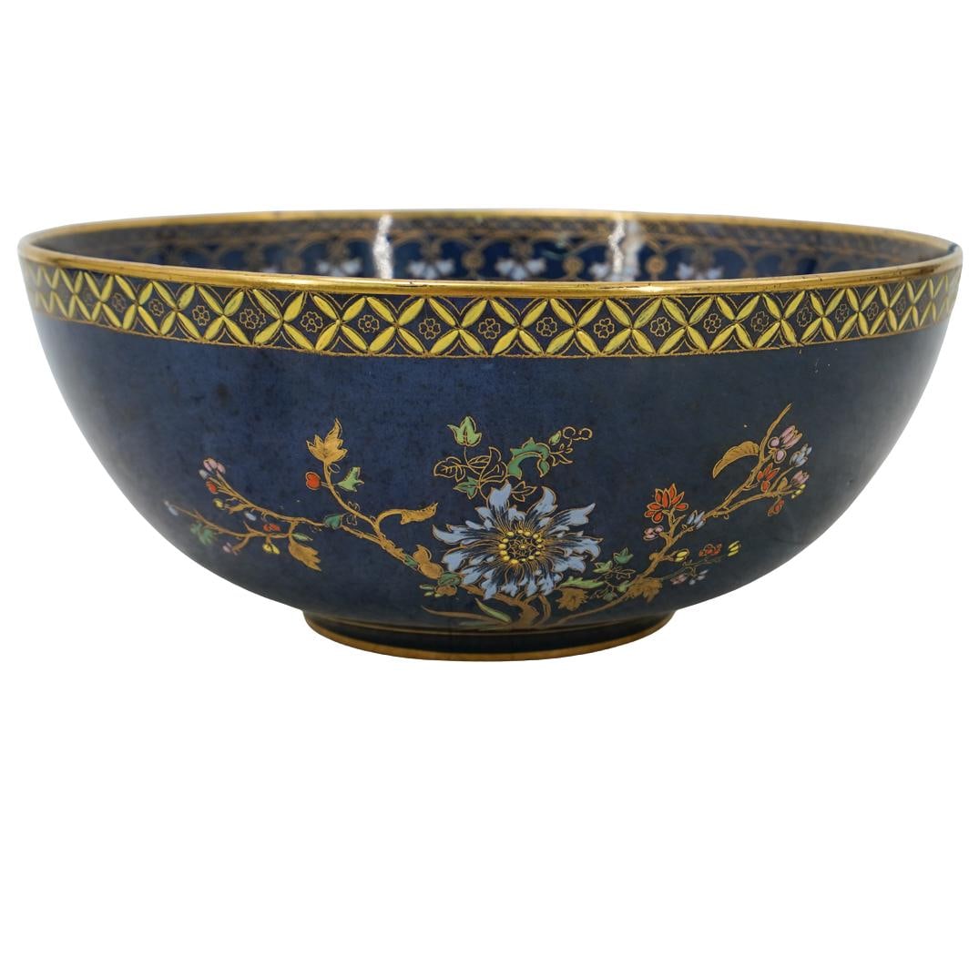 Antique W & R Carlton Ware Cobalt Blue Bowl: Antique W & R Carlton Ware Cobalt Blue BowlLate 19th-Early 20th CenturyAntique W & R Carlton Ware bowl made by Wiltshaw and Robinson, with cobalt blue ground and polychrome enamel and gilt decorations