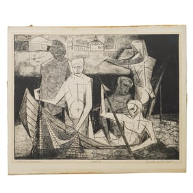 Lowell Blair Nesbitt (American, 1933-1993) Venetian Fishermen Etching