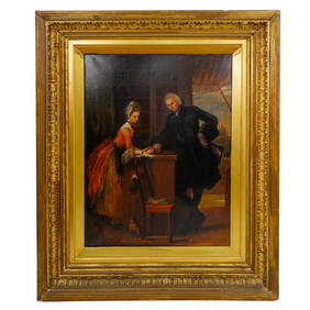 After Sir Joshua Reynolds (UK, 1723-1792) "Yorick and Grisette" Oil Painting (1 of 5)