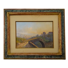 Lorenzo Aliani (Italian, 1825-1862) Oil On Board Landscape Painting