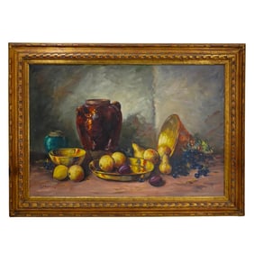 Antique Signed Oil on Canvas Still Life