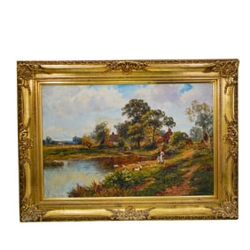 After Joseph Thors Pastoral Landscape Oil Painting
