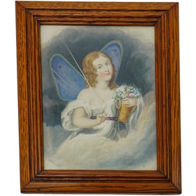 Victorian Fairy Watercolor On Paper Painting