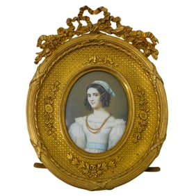 Miniature Portrait On Carved Bone Of Regine Daxenberger