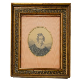 Antique Framed Watercolor Portrait Painting