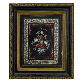 Italian Mother of Pearl Floral Painting